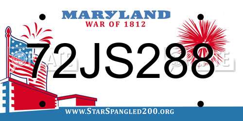 72JS288 Maryland License Plate