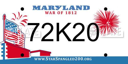 72K20 Maryland License Plate