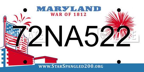 72NA522 Maryland License Plate