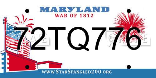 72TQ776 Maryland License Plate