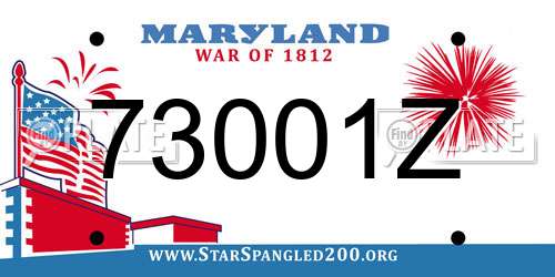 73001Z Maryland License Plate