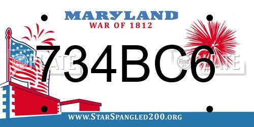 734BC6 Maryland License Plate