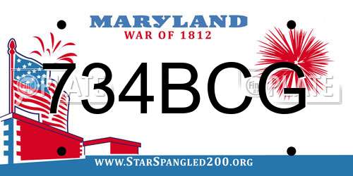 734BCG Maryland License Plate