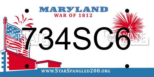 734SC6 Maryland License Plate