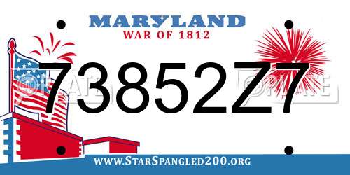 73852Z7 Maryland License Plate