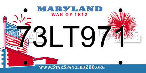 73LT971 Maryland License Plate