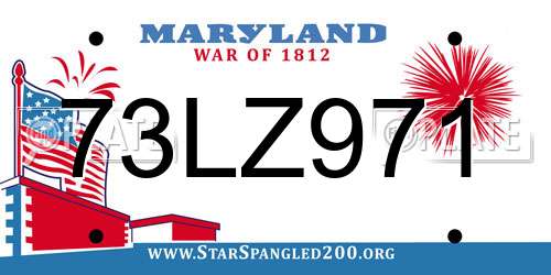 73LZ971 Maryland License Plate
