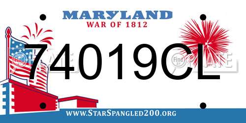 74019CL Maryland License Plate