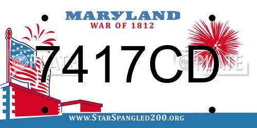 7417CD Maryland License Plate