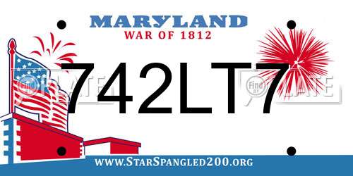 742LT7 Maryland License Plate