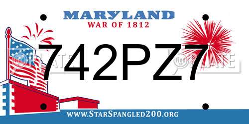742PZ7 Maryland License Plate
