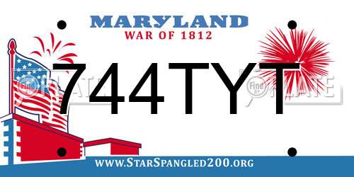 744TYT Maryland License Plate