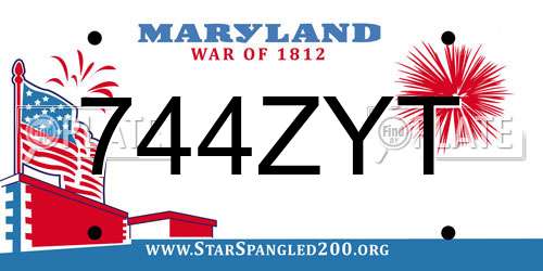 744ZYT Maryland License Plate