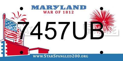 7457UB Maryland License Plate