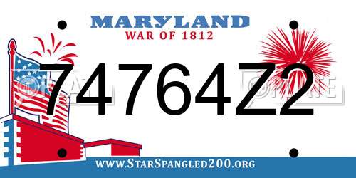 74764Z2 Maryland License Plate