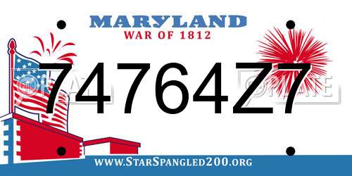 74764Z7 Maryland License Plate
