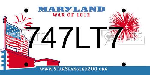 747LT7 Maryland License Plate