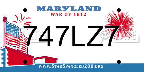 747LZ7 Maryland License Plate