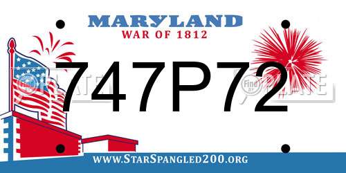 747P72 Maryland License Plate
