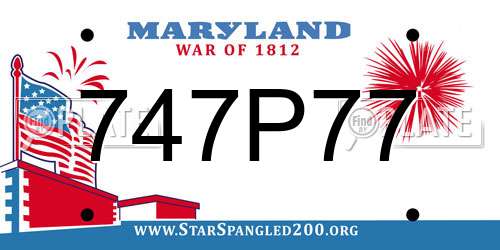 747P77 Maryland License Plate