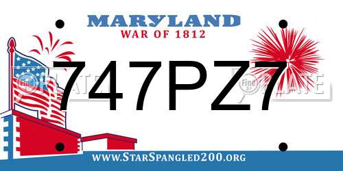 747PZ7 Maryland License Plate