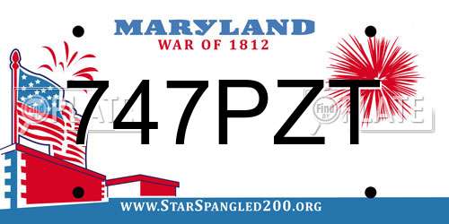 747PZT Maryland License Plate