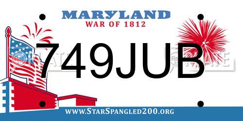 749JUB Maryland License Plate