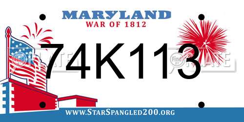 74K113 Maryland License Plate