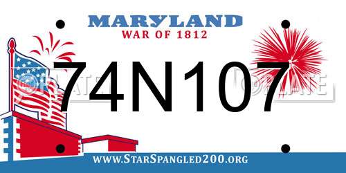 74N107 Maryland License Plate
