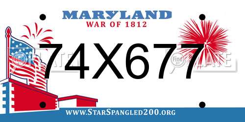 74X677 Maryland License Plate