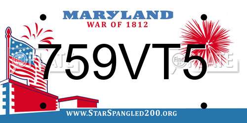 759VT5 Maryland License Plate