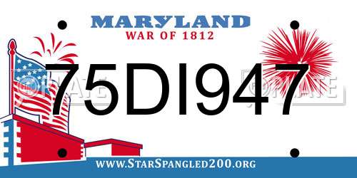 75DI947 Maryland License Plate