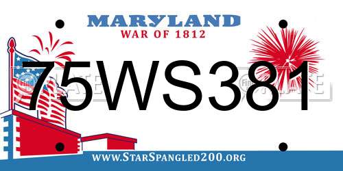 75WS381 Maryland License Plate