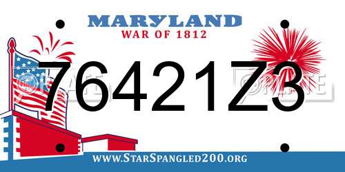 76421Z3 Maryland License Plate
