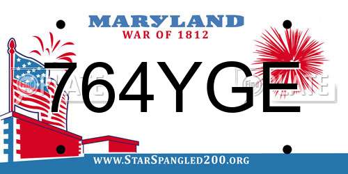 764YGE Maryland License Plate