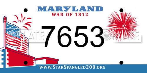 7653 Maryland License Plate