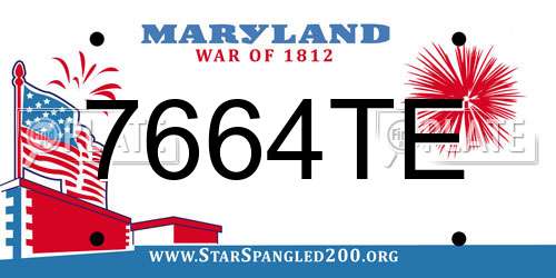 7664TE Maryland License Plate