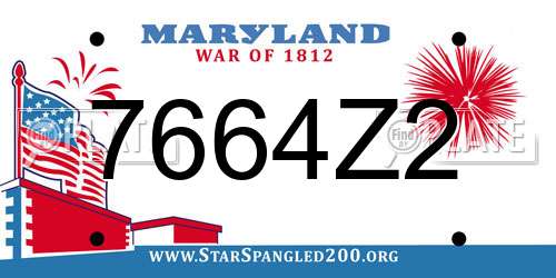 7664Z2 Maryland License Plate