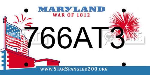 766AT3 Maryland License Plate