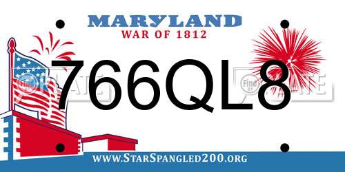 766QL8 Maryland License Plate