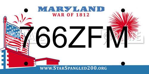 766ZFM Maryland License Plate