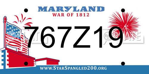 767Z19 Maryland License Plate