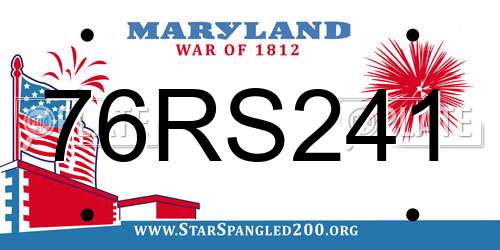 76RS241 Maryland License Plate