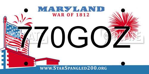 770GOZ Maryland License Plate