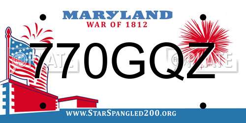 770GQZ Maryland License Plate