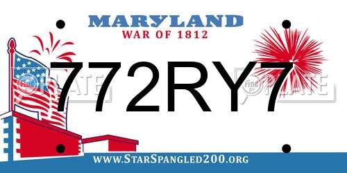 772RY7 Maryland License Plate
