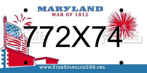 772X74 Maryland License Plate
