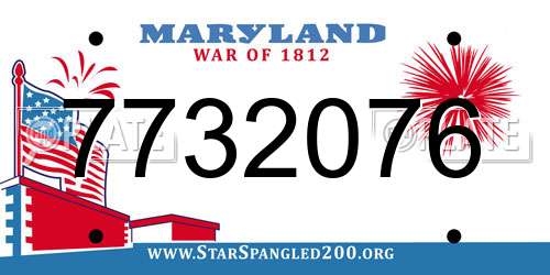 7732076 Maryland License Plate