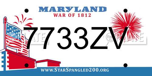 7733ZV Maryland License Plate