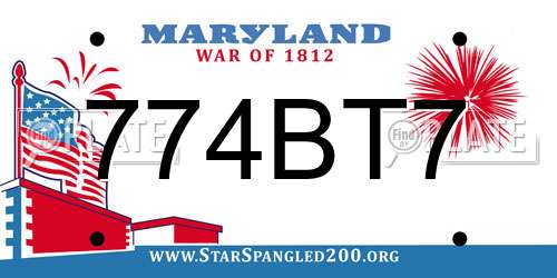 774BT7 Maryland License Plate